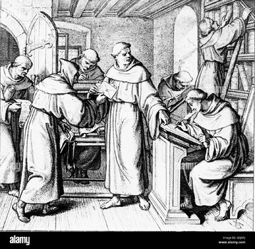 mnche-im-scriptorium-eines-klosters-monks-at-a-scriptorium-in-a-monastery-G5J6RJ.jpg