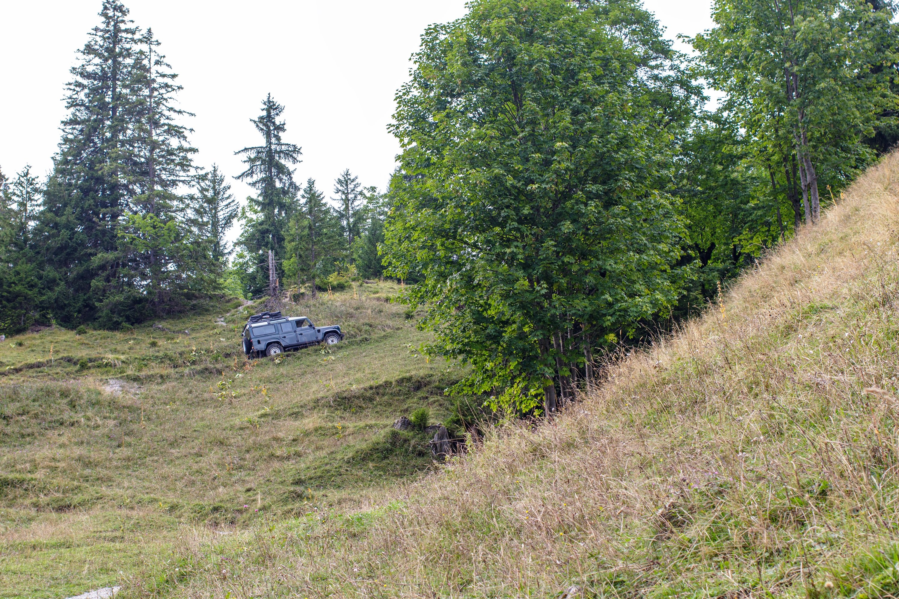 Steeply winding road with tight hairpin bends
